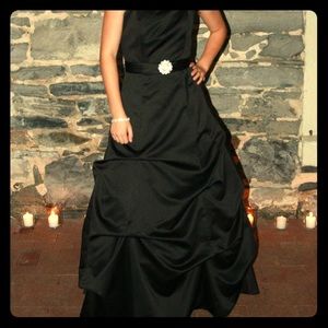 David’s Bridal Strapless Black Pleated Dress